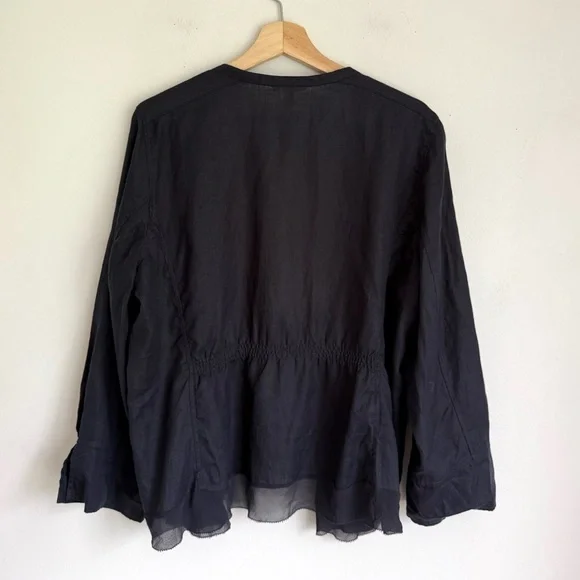 Eileen Fisher Organic Linen Open Cardigan Jacket in Navy Blue - Picture 4 of 6